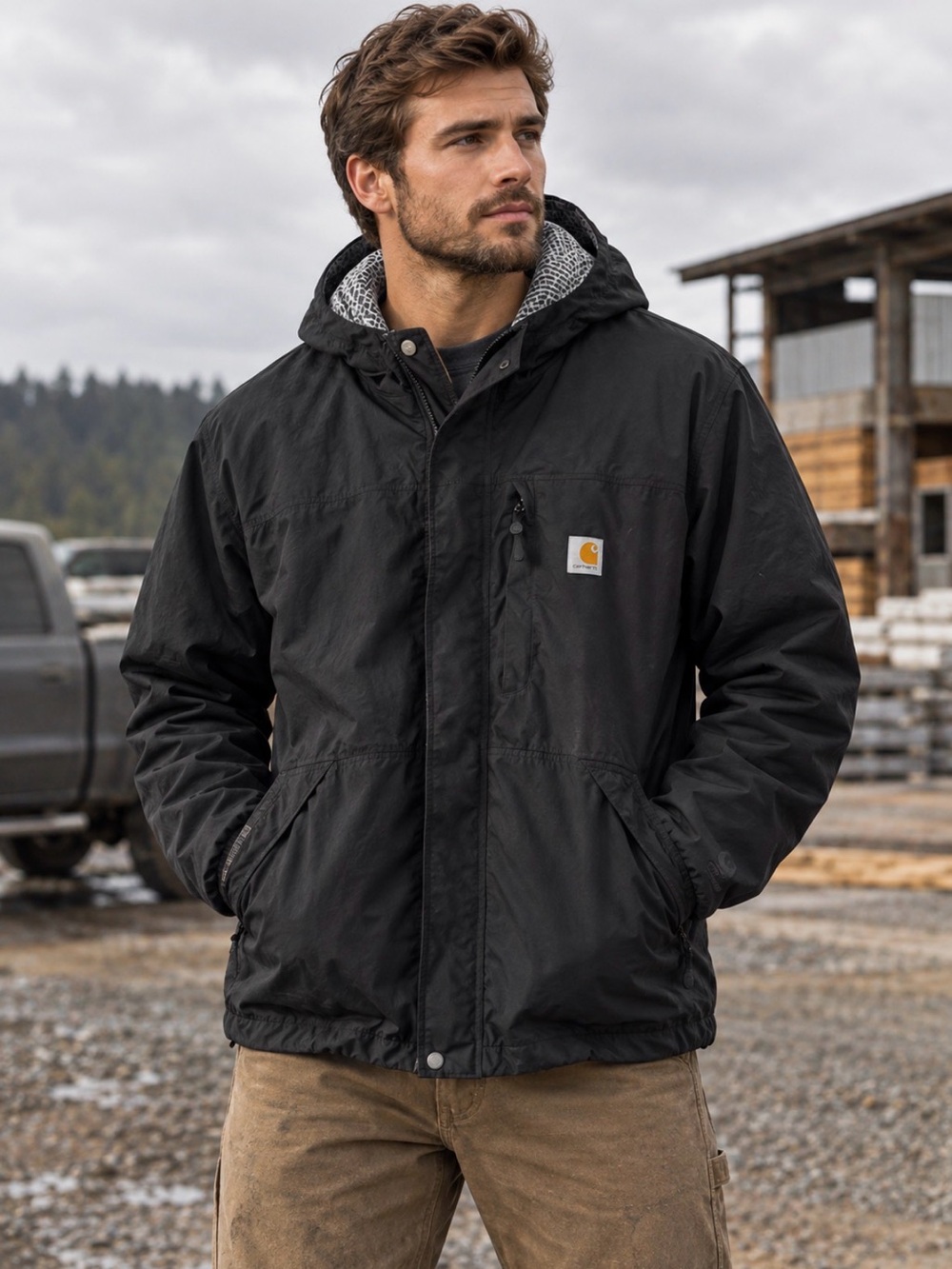 Carhartt Storm Defender Waterproof Black Jacket Workwear Utility XL Gorpcore